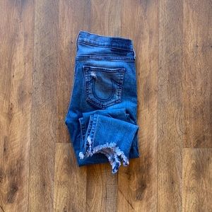 True Religion distressed jeans, size 27, medium wash